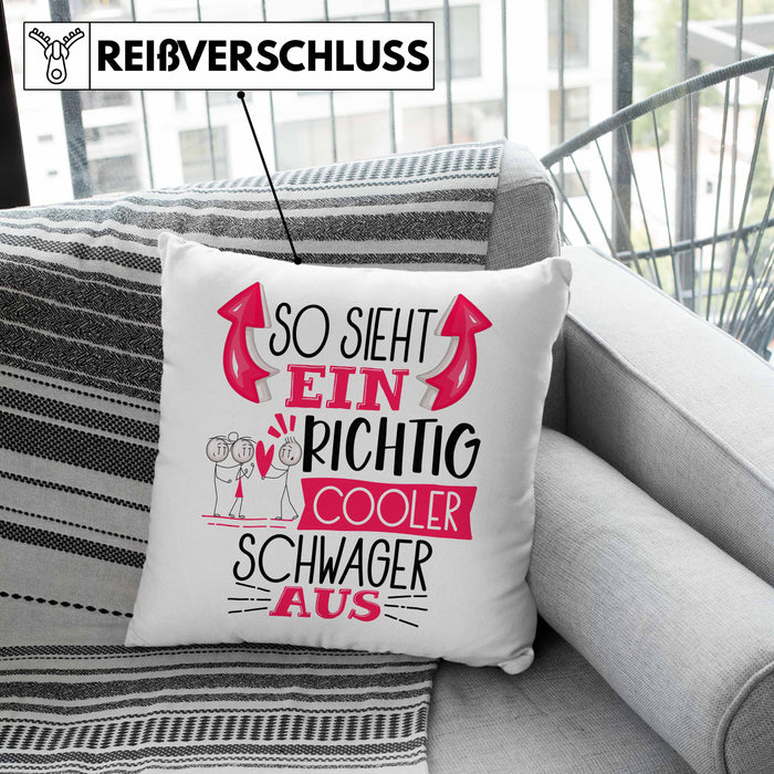 So Sieht Ein Richtig Cooler Schwager Aus Geschenk Kissen mit Füllung 40x40 Lustiger Spruch Geschenkidee (Grau) Grau Trendation