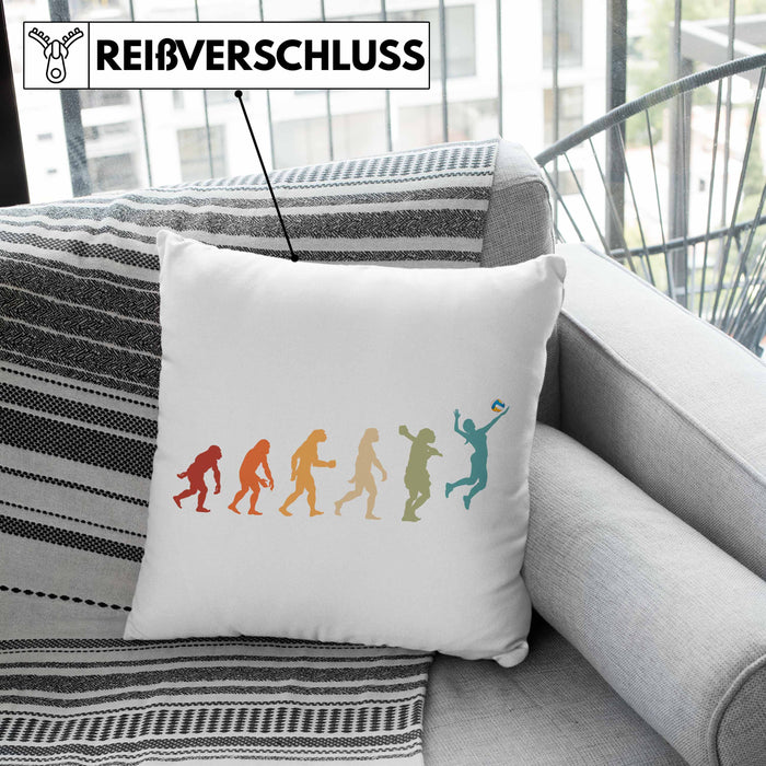 Volleyball Geschenk Kissen mit Füllung 40x40 Evolution Coach Herren Mädchen Kaffee Zubehör Volleyball-Spieler Spielerin (Grau) Grün Trendation