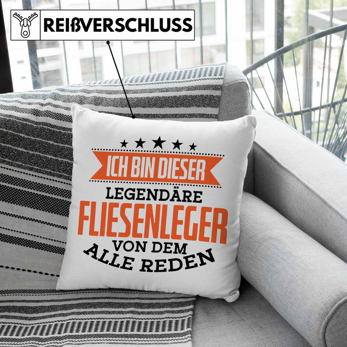 Fliesenleger Kissen mit Füllung 40x40 Geschenk Spruch Geschenkidee Legendäre Fliesenleger (Grau) Grün Trendation