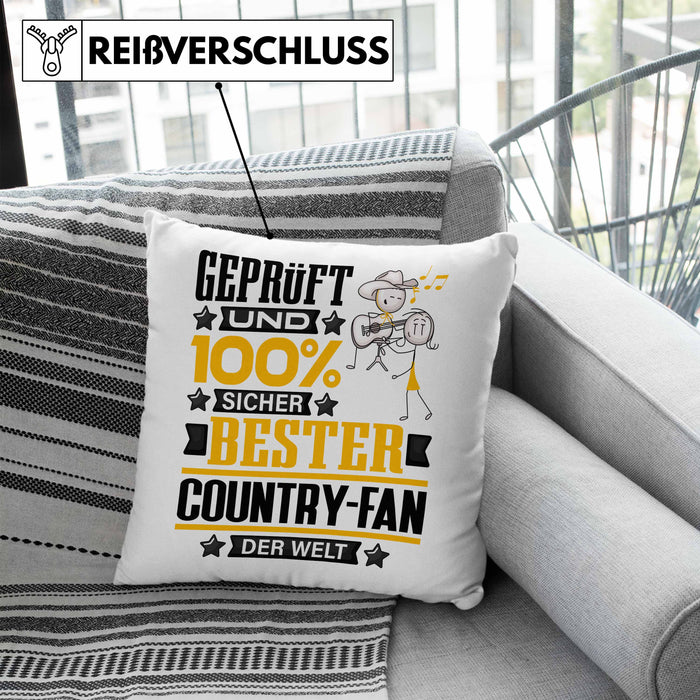 Country-Fan Geschenk Lustiger Spruch für Country-Fan Geschenkidee Bester Country-Fan Der WeltKissen mit Füllung 40x40 (Grau) Blau Trendation