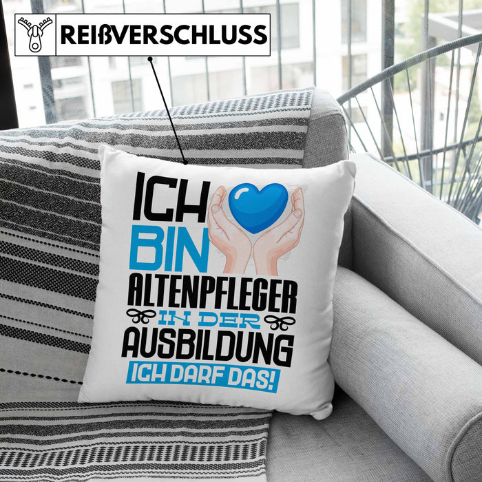 Altenpfleger Ausbildung Kissen mit Füllung 40x40 Geschenk Ich Bin Altenpfleger In Der Ausbildung Ich Darf Das Geschenkidee Spruch (Grau) Grau Trendation
