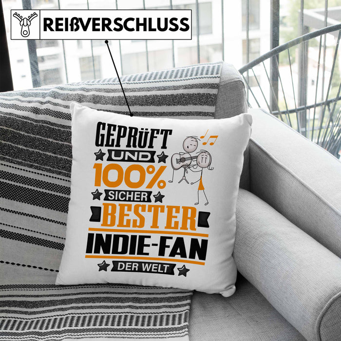 Indie-Fan Geschenk Lustiger Spruch für Indie-Fan Geschenkidee Bester Indie-Fan Der WeltKissen mit Füllung 40x40 (Grau) Blau Trendation
