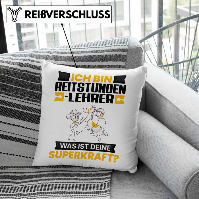 Reitstundenlehrer Kissen mit Füllung 40x40 Geschenk für Reitstundenlehrer Geburtstag Lustiger Spruch Was Ist Deine Superkraft (Grau) Rosa Trendation