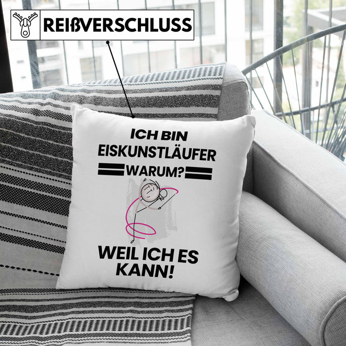 Eiskunstläufer Geschenk Kissen mit Füllung 40x40 Lustiger Spruch Ich Bin Eiskunstläufer Warum Weil Ich Es Kann Geschenkidee Bester Eiskunstläufer Geburtstag (Grau) Grün Trendation