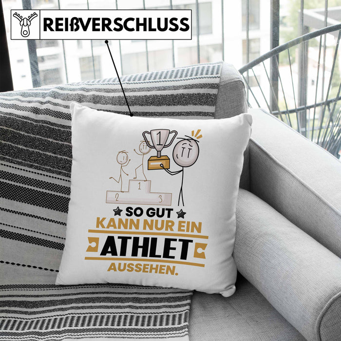 Athlet Geschenk Kissen mit Füllung 40x40 So Gut Kann Nur Ein Athlet Aussehen Geschenkidee (Grau) Blau Trendation