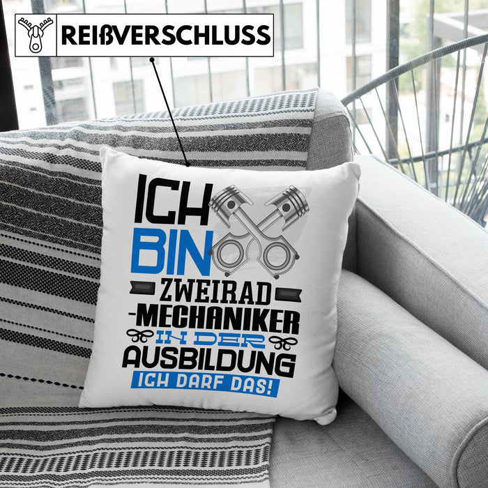 Zweiradmechaniker Ausbildung Kissen mit Füllung 40x40 Geschenk Ich Bin Zweiradmechaniker In Der Ausbildung Ich Darf Das Geschenkidee Spruch (Grau) Grau Trendation