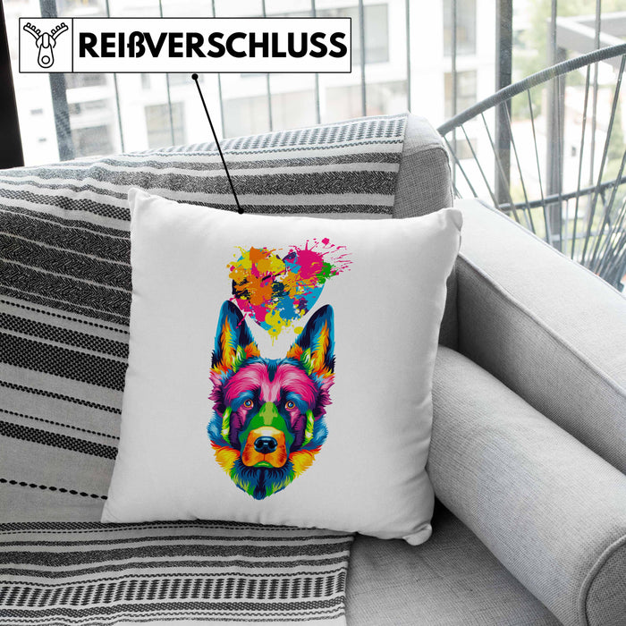 Schäferhund Herz Farbe Besitzer Kissen mit Füllung 40x40 Geschenk Lustiger Spruch Geschenkidee Schäferhund Liebhaber (Grau) Grau Trendation
