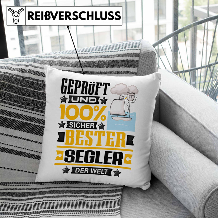 Segler Geschenk Lustiger Spruch für Segler Geschenkidee Bester Segler Der WeltKissen mit Füllung 40x40 (Grau) Rosa Trendation