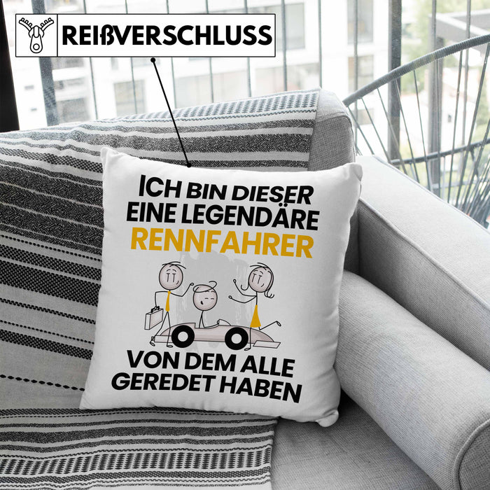 Rennfahrer Geschenk Kissen mit Füllung 40x40 Lustige Geschenkidee Geburtstag für Rennfahrer Ich Bin Dieser Legendäre Rennfahrer Von Dem Alle Geredet Haben (Grau) Blau Trendation