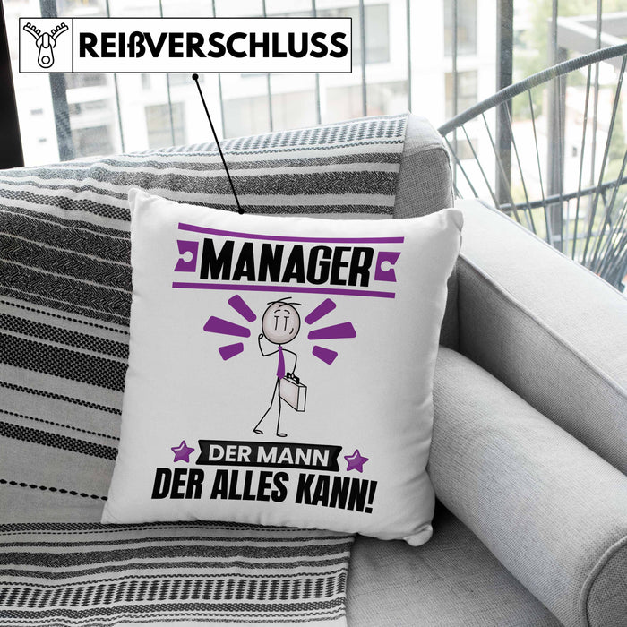 Manager Kissen mit Füllung 40x40 Geschenk für Manager Der Mann Der Alles Kann Geschenkidee zum Geburtstag (Grau) Grün Trendation