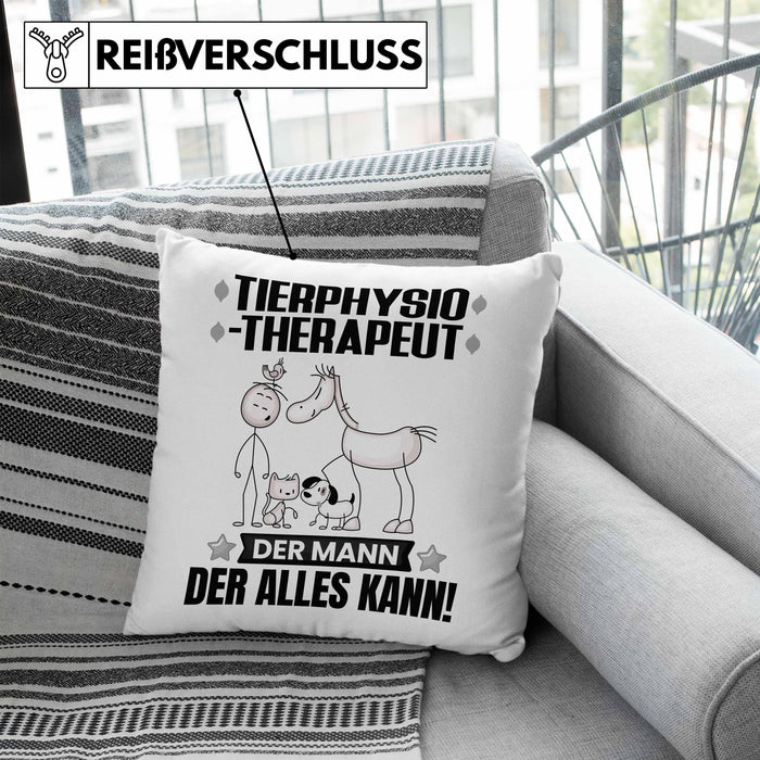 Tierphysiotherapeut Kissen mit Füllung 40x40 Geschenk für Tierphysiotherapeut Der Mann Der Alles Kann Geschenkidee zum Geburtstag (Grau) Blau Trendation