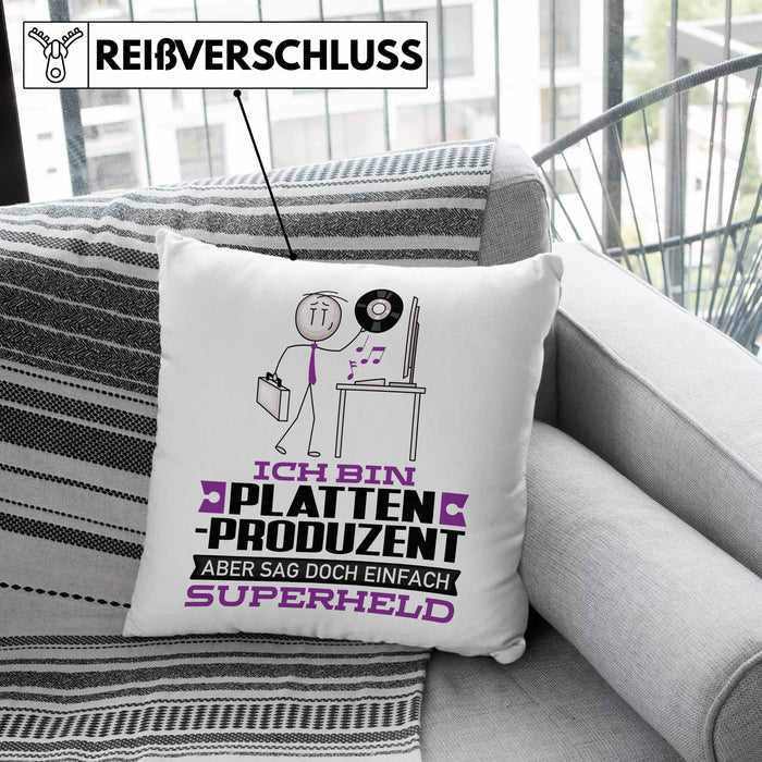 Plattenproduzent Geschenk Kissen mit Füllung 40x40 Ich Bin Plattenproduzent Aber Sag Doch Einfach Superheld Lustige Geschenkdiee für Plattenproduzent (Grau) Rosa Trendation