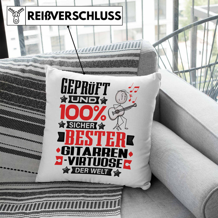 Gitarrenvirtuose Geschenk Lustiger Spruch für Gitarrenvirtuose Geschenkidee Bester Gitarrenvirtuose Der WeltKissen mit Füllung 40x40 (Grau) Blau Trendation