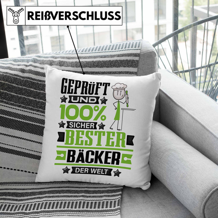 Bäcker Geschenk Lustiger Spruch für Bäcker Geschenkidee Bester Bäcker Der WeltKissen mit Füllung 40x40 (Grau) Grau Trendation
