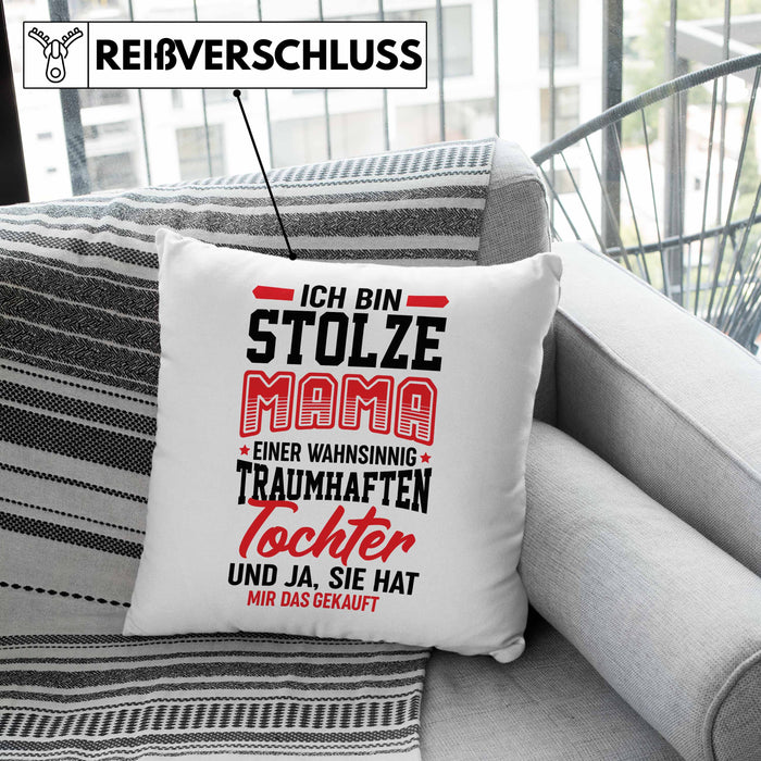 Muttertagsgeschenk Kissen mit Füllung 40x40 Ich Bin Stolze Mama Einer Wahnsinnig Traumhaften Tochter Geschenk für Mutter von Tochter (Grau) Grün Trendation