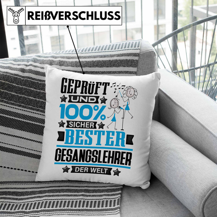 Gesangslehrer Geschenk Lustiger Spruch für Gesangslehrer Geschenkidee Bester Gesangslehrer Der WeltKissen mit Füllung 40x40 (Grau) Blau Trendation