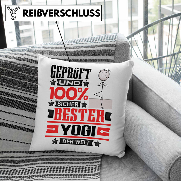 Yogi Geschenk Lustiger Spruch für Yogi Geschenkidee Bester Yogi Der WeltKissen mit Füllung 40x40 (Grau) Grün Trendation