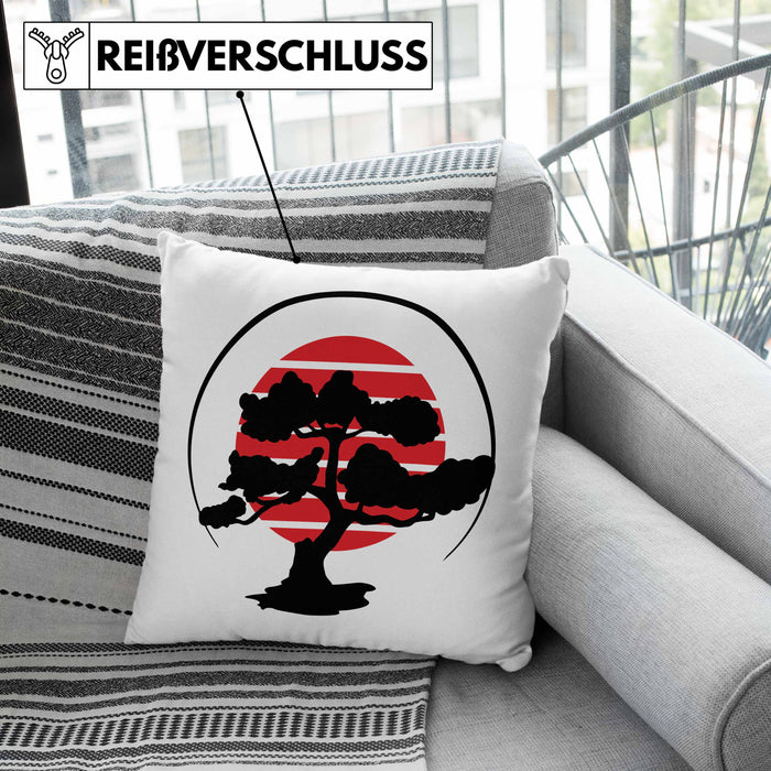 Lustige Bonsai Kissen mit Füllung 40x40 Geschenk für Bonsai-Liebhaber (Grau) Grün Trendation