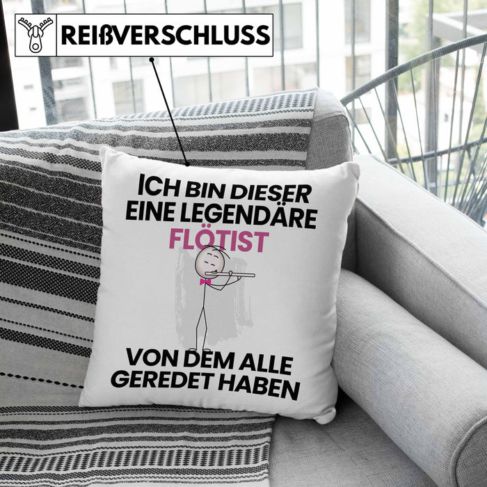Flötist Geschenk Kissen mit Füllung 40x40 Lustige Geschenkidee Geburtstag für Flötist Ich Bin Dieser Legendäre Flötist Von Dem Alle Geredet Haben (Grau) Grau Trendation