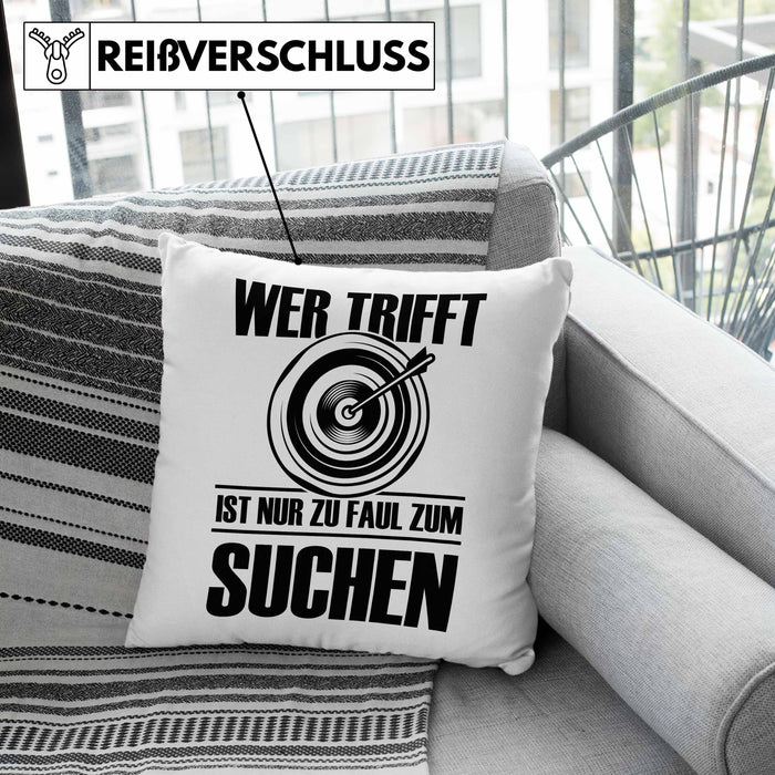 Bogenschießen Kissen mit Füllung 40x40 mit Bogenschütze Spruch - Geschenk für Pfeil und Bogen Fans (Grau) Grau Trendation