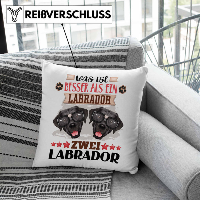 Labrador Besitzer Kissen mit Füllung 40x40 Geschenk Lustiger Spruch Geschenkidee Was Ist Besser Als Ein Labrador (Grau) Grün Trendation