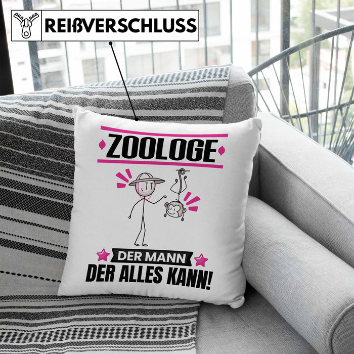 Zoologe Kissen mit Füllung 40x40 Geschenk für Zoologe Der Mann Der Alles Kann Geschenkidee zum Geburtstag (Grau) Blau Trendation