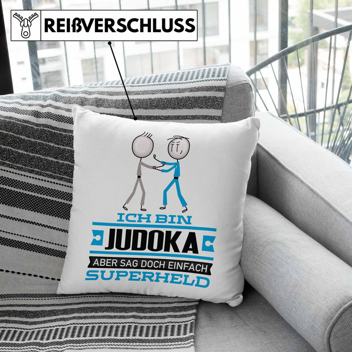 Judoka Geschenk Kissen mit Füllung 40x40 Ich Bin Judoka Aber Sag Doch Einfach Superheld Lustige Geschenkdiee für Judoka (Grau) Rosa Trendation