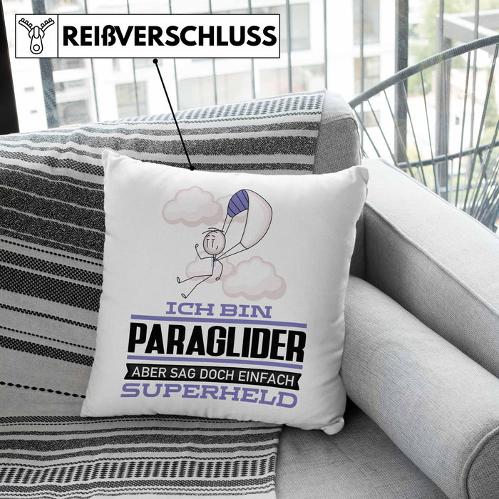 Paraglider Geschenk Kissen mit Füllung 40x40 Ich Bin Paraglider Aber Sag Doch Einfach Superheld Lustige Geschenkdiee für Paraglider (Grau) Grün Trendation