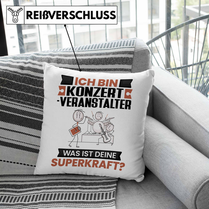 Konzertveranstalter Kissen mit Füllung 40x40 Geschenk für Konzertveranstalter Geburtstag Lustiger Spruch Was Ist Deine Superkraft (Grau) Rosa Trendation