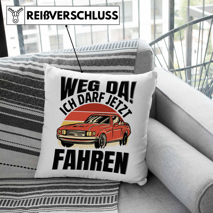 Führerschein Bestanden Geschenk Kissen mit Füllung 40x40 Führerscheinprüfung Bestanden Geschenkidee Weg Da Ich Darf Jetzt Fahren (Grau) Grau Trendation