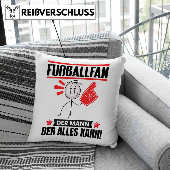 Fußballfan Kissen mit Füllung 40x40 Geschenk für Fußballfan Der Mann Der Alles Kann Geschenkidee zum Geburtstag (Grau) Grau Trendation