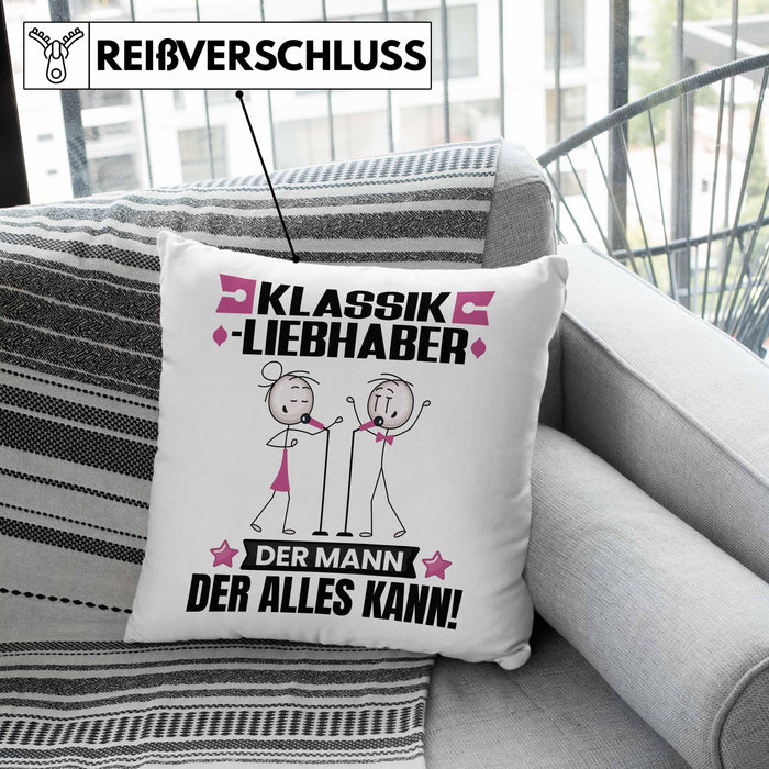 Klassikliebhaber Kissen mit Füllung 40x40 Geschenk für Klassikliebhaber Der Mann Der Alles Kann Geschenkidee zum Geburtstag (Grau) Rosa Trendation