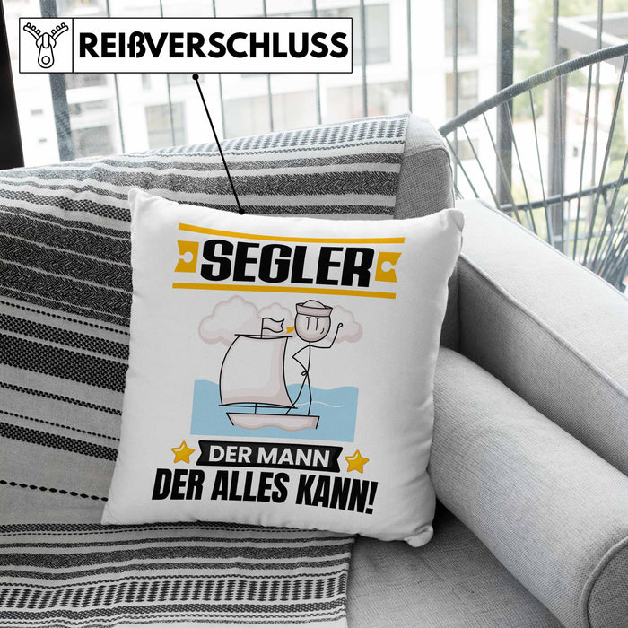 Segler Kissen mit Füllung 40x40 Geschenk für Segler Der Mann Der Alles Kann Geschenkidee zum Geburtstag (Grau) Rosa Trendation