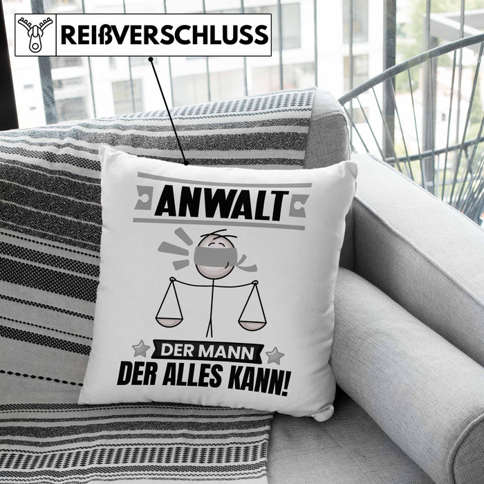 Anwalt Kissen mit Füllung 40x40 Geschenk für Anwalt Der Mann Der Alles Kann Geschenkidee zum Geburtstag (Grau) Rosa Trendation