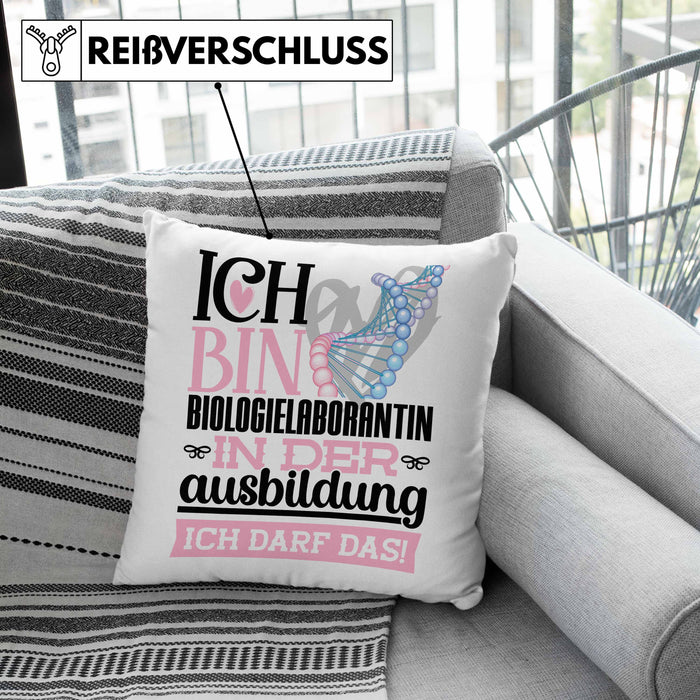 Biologielaborantin Ausbildung Start Geschenk Kissen mit Füllung 40x40 Ich Bin Biologielaborantin In Der Ausbildung Ich Darf Das Geschenkidee (Grau) Grau Trendation