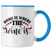 Home Is Where The Wine Is Lustige Tasse Spruch Geschenkidee Frauen Wein-Liebhaber Blau Trendation