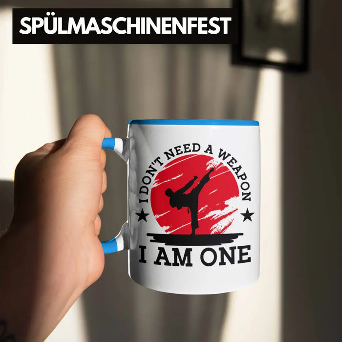 Karate-Tasse Geschenk Kampfsport-Fans Jiu Jitsu Geschenkidee I Dont Need A Weapon I Am One Blau Trendation
