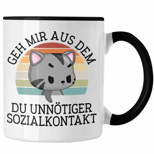 Lustige Tasse Geh Mir Aus Dem Weg Du Unnötiger Sozialkontakt Geschenk Katze Witzige Tasse für Frauen Männer Trendation