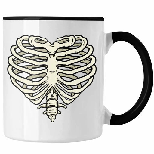 Skelet Tasse Herz Geschenk Totenkopf Valentinstag Kaffeetasse mit Herz aus Skelett Trendation