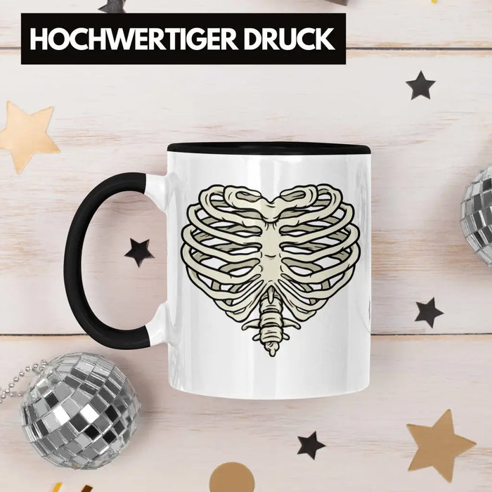 Skelet Tasse Herz Geschenk Totenkopf Valentinstag Kaffeetasse mit
