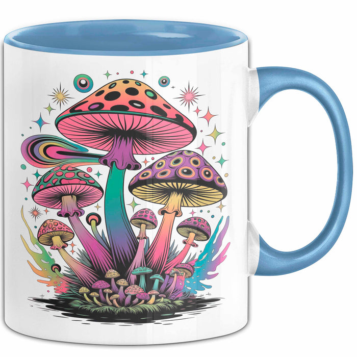Pilz Fan Tasse Geschenkidee für Pilzliebhaber Blau Trendation