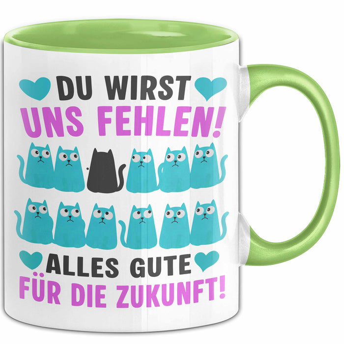 Büroarbeit Kollege Tasse Geschenk Lustige Geschenkidee Spruch Du Wirst Uns Fehlen Alles Gute Für Die Zukunft Grün Trendation