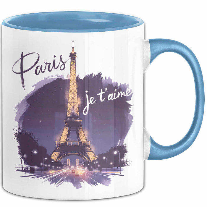 Frankreich Paris Eiffelturm Tasse Geschenk Lustige Geschenkidee Spruch Blau Trendation