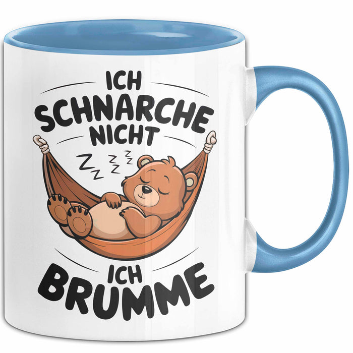 Schlafendes Bier Tasse Geschenk Lustige Geschenkidee Spruch Ich Schnarche Nicht Ich Brumme Blau Trendation