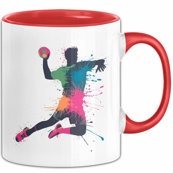 Handballspieler Tasse Geschenk Lustige Geschenkidee Spruch Rot Trendation