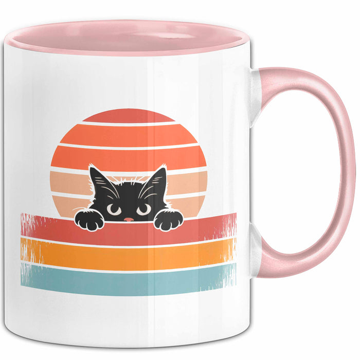 Katzen Tierliebhaber Vintage Tasse Geschenk Lustige Geschenkidee Spruch Rosa Trendation