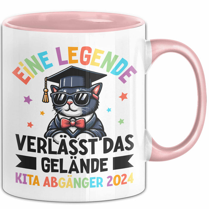 Einschulung Tasse Geschenk Kita Abgänger 2025 Eine Legende Geht Vom Gelände 1. Schultag Rosa Trendation