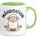 Schaf Tier Bauer Tasse Becher Geschenk Lustige Geschenkidee Spruch Mahditation Grün Trendation