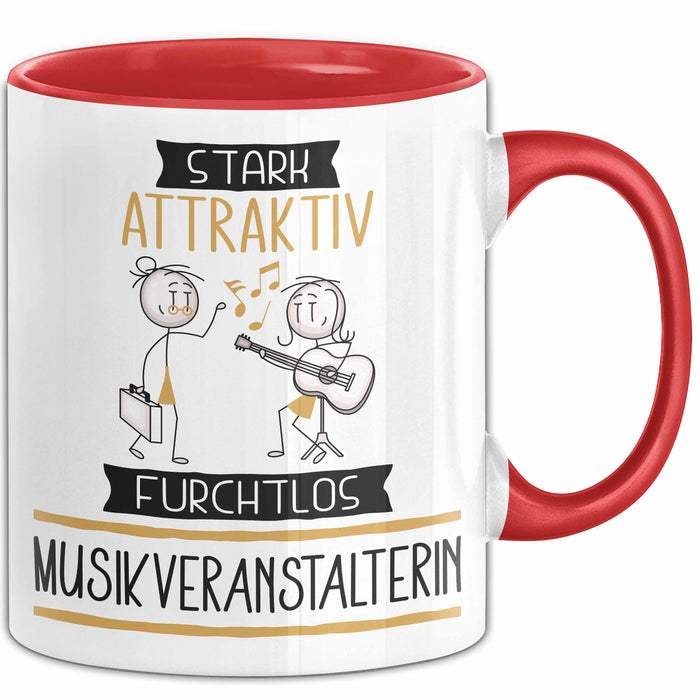 Musikveranstalterin Tasse Geschenk Becher Stark Attraktiv Furchtlos Musikveranstalterin Lustige Geschenkidee Rot Trendation