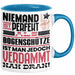 Bogenschütze Geschenk Tasse Lustige Geschenkidee für Bogenschütze Geburtstag Kaffee-Becher Niemand Ist Perfekt Aber Als Bogenschütze Ist Man Nah Dran Blau Trendation